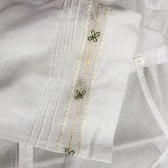 Sigrid Olsen XL 100% Linen Long Sleeve Blouse Sheer Embroidery NWOT - Picture 6 of 11